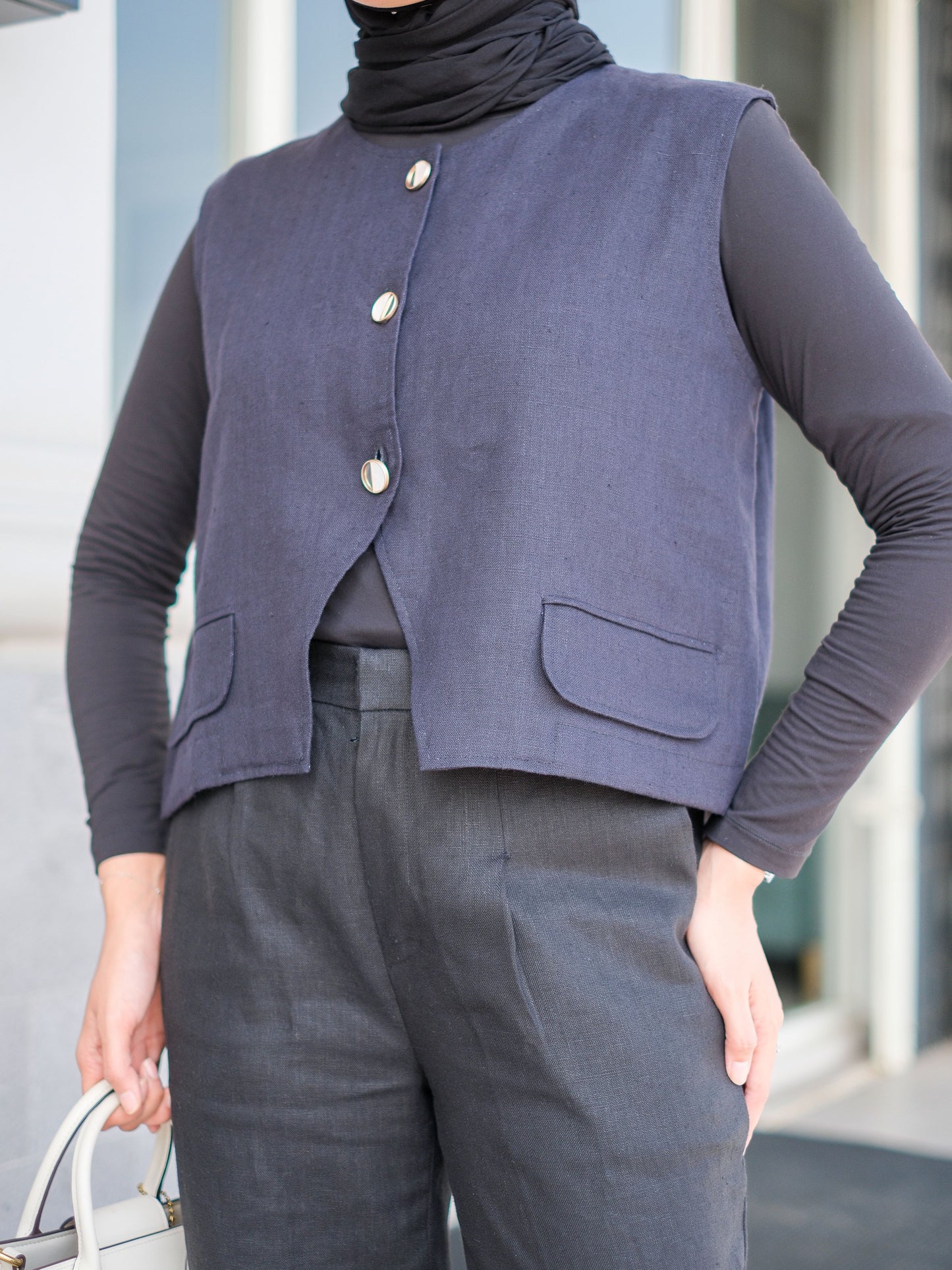 Zenia Crop Vest Navy