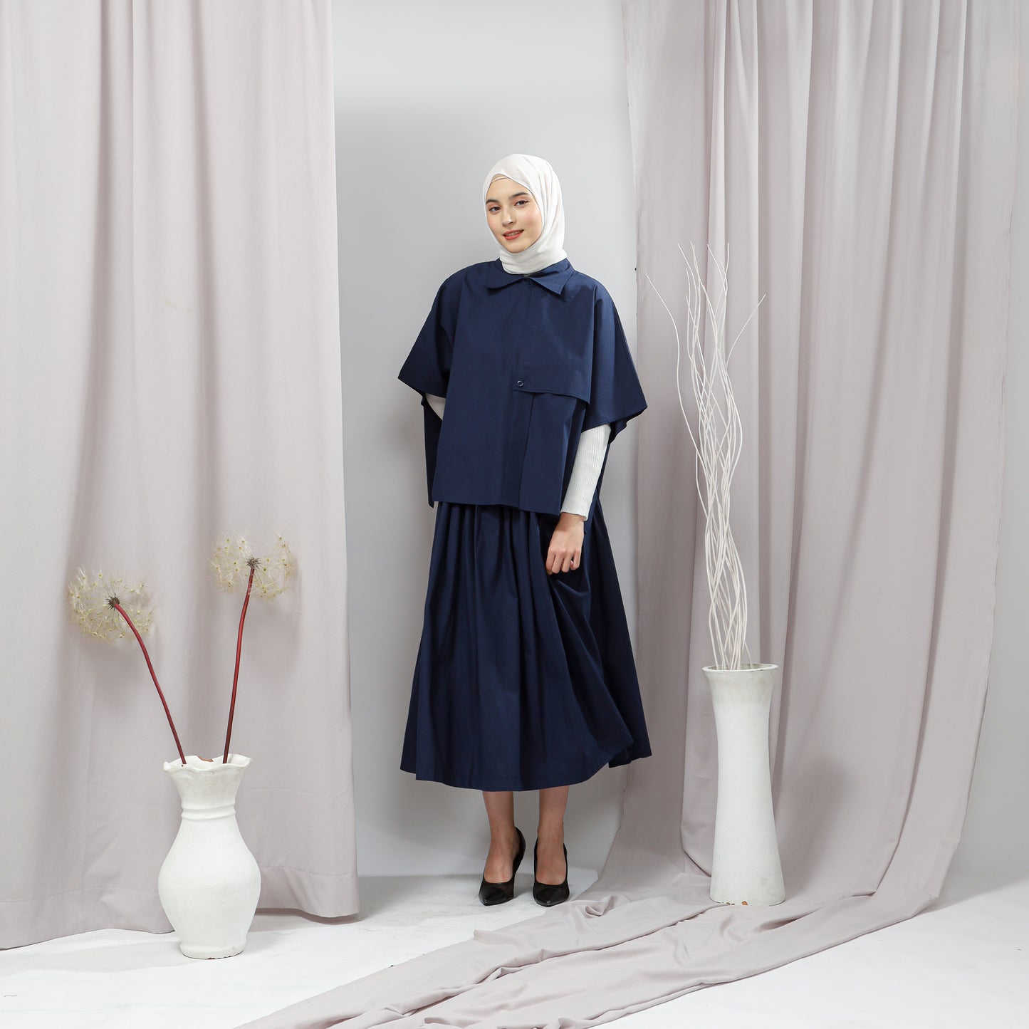 Annora Pleated Skirt Navy
