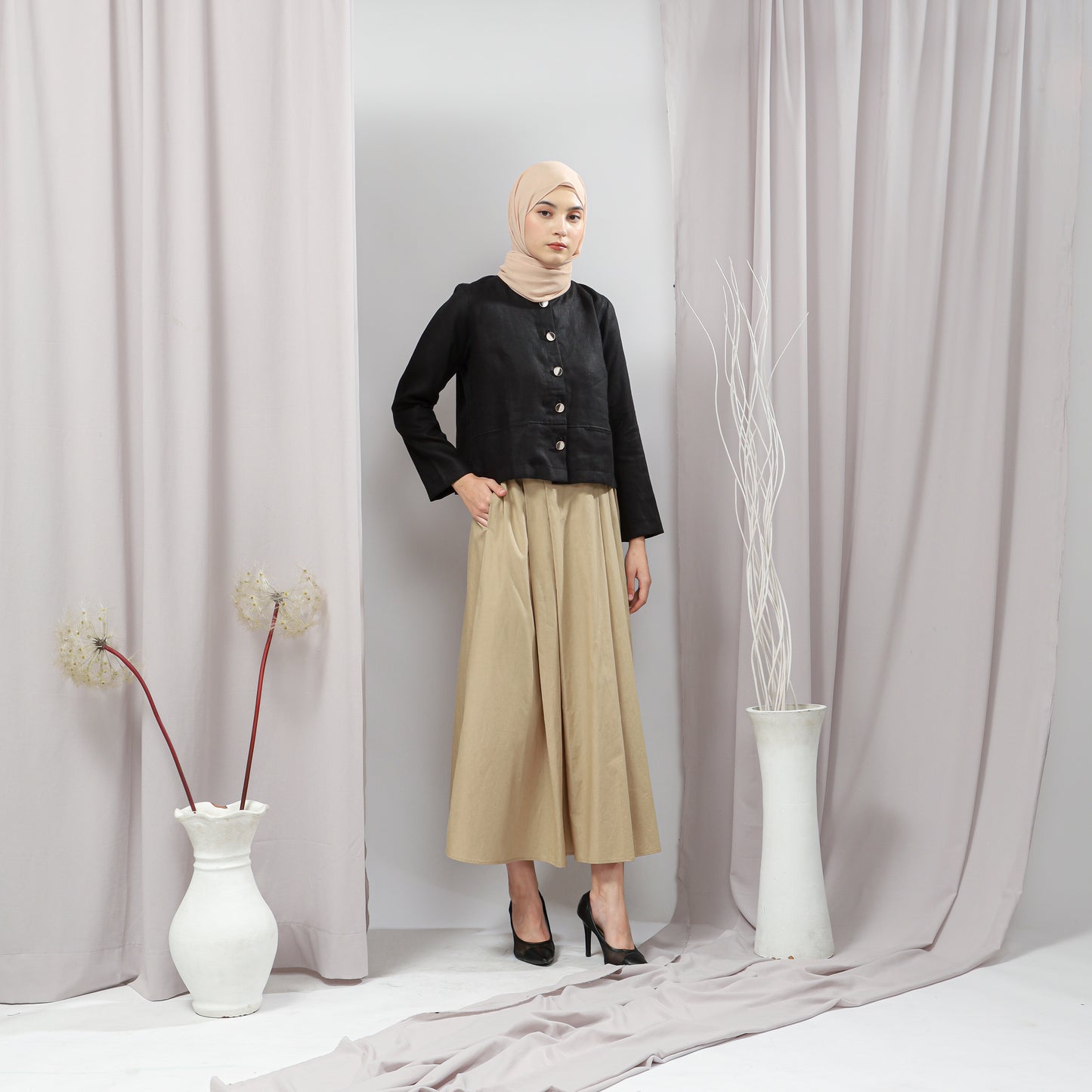 Sarah Flared Skirt Light Taupe