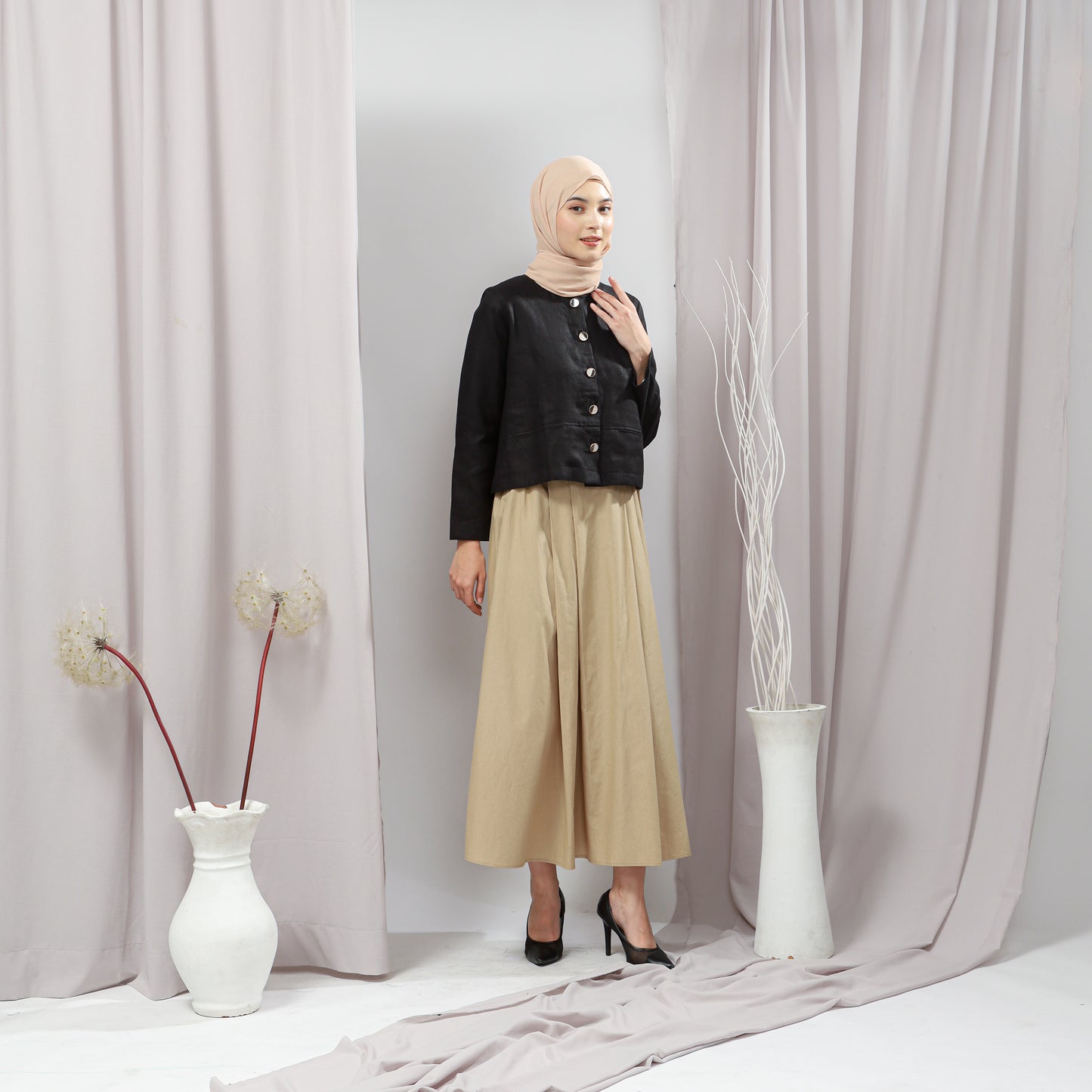 Sarah Flared Skirt Light Taupe